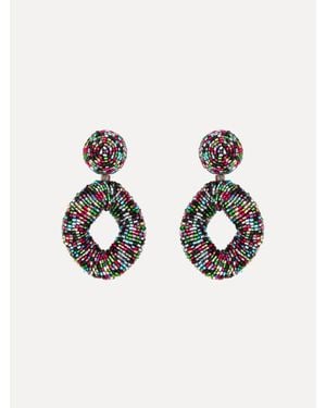 Oscar de la Renta Beaded Drop Clip-On Earrings - Multicolor
