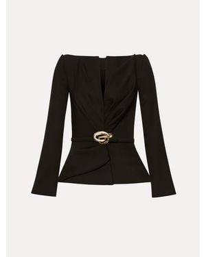 Oscar de la Renta Knotted Belt Jacket - Black