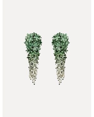 Oscar de la Renta Cascading Flower Clip-On Earrings - Green