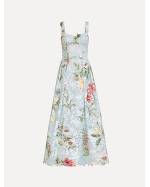 Oscar de la Renta Dominican Mixed-Floral Guipure Cocktail Dress - White