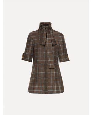 Oscar de la Renta Prince Of Wales Silk Blouse - Brown