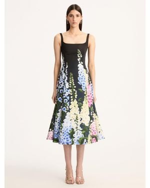 Oscar de la Renta Foxgloves Sleeveless Degrade Cocktail Dress - Blue