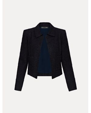 Oscar de la Renta Boucle Tweed Jacket - Blue