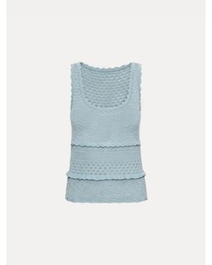 Oscar de la Renta Scallop Trim Tank - Blue