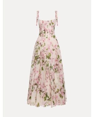 Oscar de la Renta Cherry Blossom Organza Gown - Natural