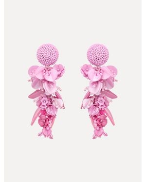 Oscar de la Renta Cascading Petal Drop Clip-On Earrings - Pink