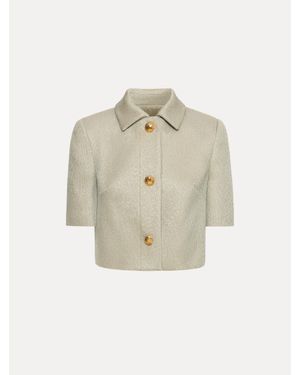 Oscar de la Renta Sequin Tweed Jacket - White