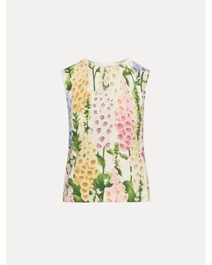 Oscar de la Renta Foxglove Printed Tank - White