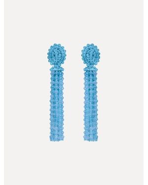 Oscar de la Renta Tassel Clip-On Earrings - Blue