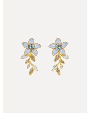Oscar de la Renta Enamel Jasmine Vine Earrings - White