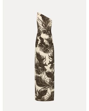 Oscar de la Renta Feather Jersey Maxi Dress - White