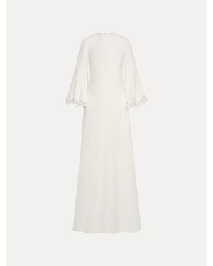 Oscar de la Renta Scroll Guipure-Detailed Caftan - White