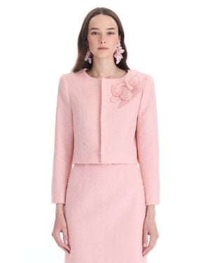 Oscar de la Renta Iris Sequin Guipure Appliqu Jacket - Pink