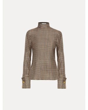 Oscar de la Renta Pied De Poule Silk Twill Blouse - Natural