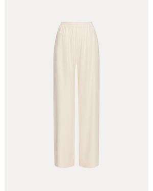 Oscar de la Renta Silk Georgette Wide Leg Pant - White