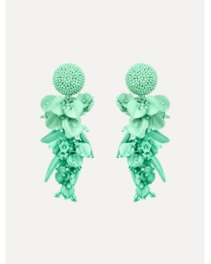 Oscar de la Renta Cascading Petal Drop Clip-On Earrings - Green