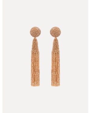 Oscar de la Renta Conical Tassel Clip-On Earrings - White