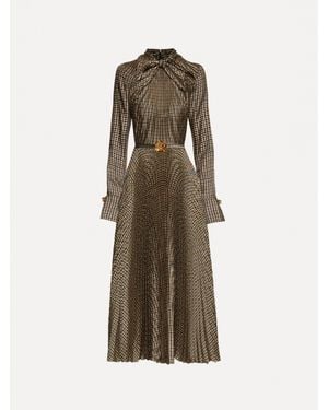 Oscar de la Renta Pied De Poule Tie-Neck Dress - Natural