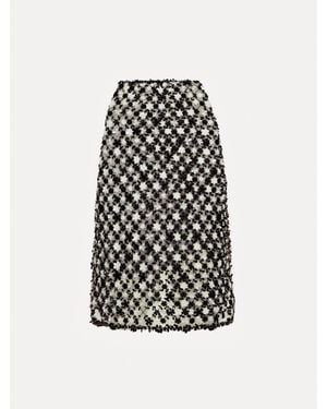 Oscar de la Renta Sequin Floret Embroidered Skirt - White