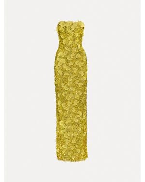 Oscar de la Renta Peony Sequin And Raffia Embroidered Gown - Multicolor