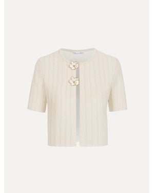 Oscar de la Renta Ottoman Cropped Cardigan - Natural