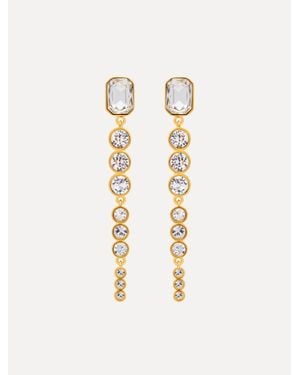 Oscar de la Renta Cascading Mixed-Stone Drop Clip-On Earrings - White