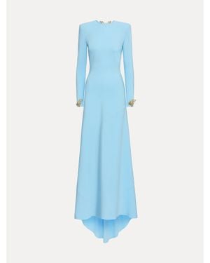 Oscar de la Renta Butterfly-Detailed Keyhole Gown - Blue