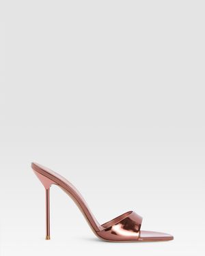 Paris Texas Mirrored Leather Mule - Pink