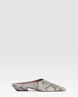 Paris Texas Python-Print Leather Mule - White