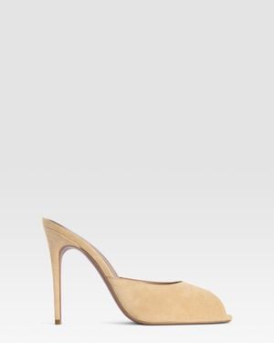 Paris Texas Suede Open-Toe Mule - Natural