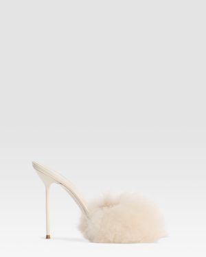 Paris Texas Furry Mule - Natural