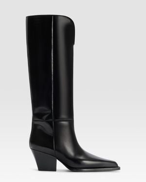 Paris Texas Brushed Leather Boot - Black