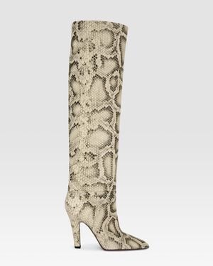 Paris Texas Python-Print Leather Boot - Metallic