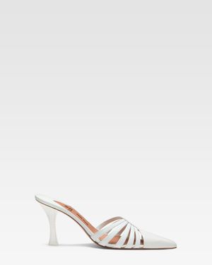 Paris Texas Leather Cut-Out Mule - White