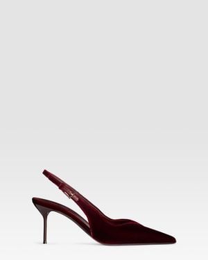 Paris Texas Velvet Slingback With Jewel Buckle - Brown