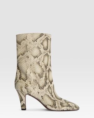 Paris Texas Python-Print Leather Ankle Boot - Metallic