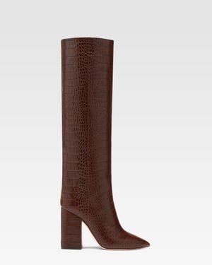 Paris Texas Chocolate Croc-Effect Leather Boots - Brown