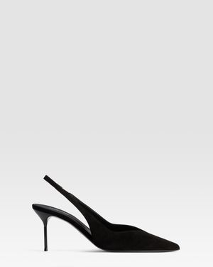 Paris Texas Suede Slingback - Black