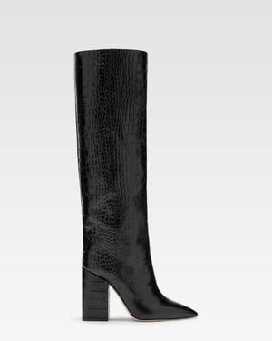 Paris Texas Croc-Effect Leather Boots - Black