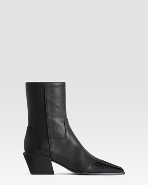 Paris Texas Leather Ankle Boot - Black