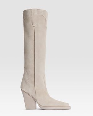 Paris Texas Angora Calf Suede Boots - White