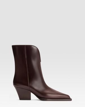 Paris Texas Brushed Leather Ankle Boot - Brown