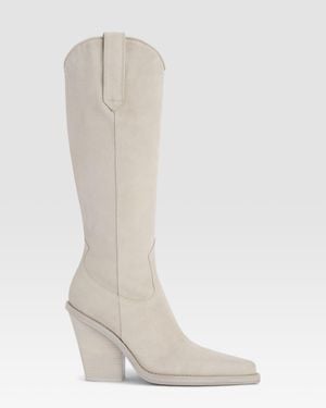 Paris Texas Suede Western Boot - White