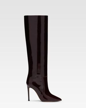 Paris Texas Rouge Noir Patent Stiletto Boots - Black