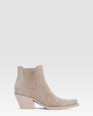 Paris Texas Suede Western Ankle Boot - White