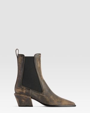 Paris Texas Vintage-Effect Leather Ankle Boot - White