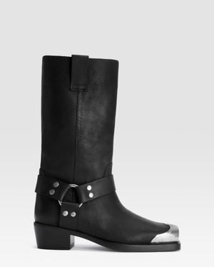 Paris Texas Leather Boot With Metal Toe Cap - Black
