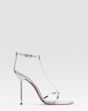 Paris Texas Mirrored Leather T-Strap Sandal - Natural
