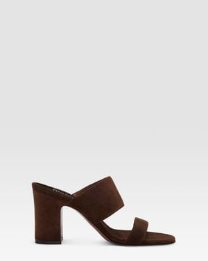 Paris Texas Suede Leather Mule - Brown