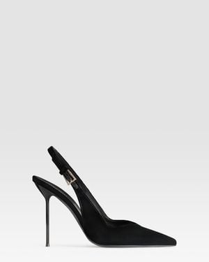Paris Texas Velvet Slingback With Jewel Buckle - Black